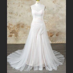 Custom Tulle Draped Dress with Nude Underlay